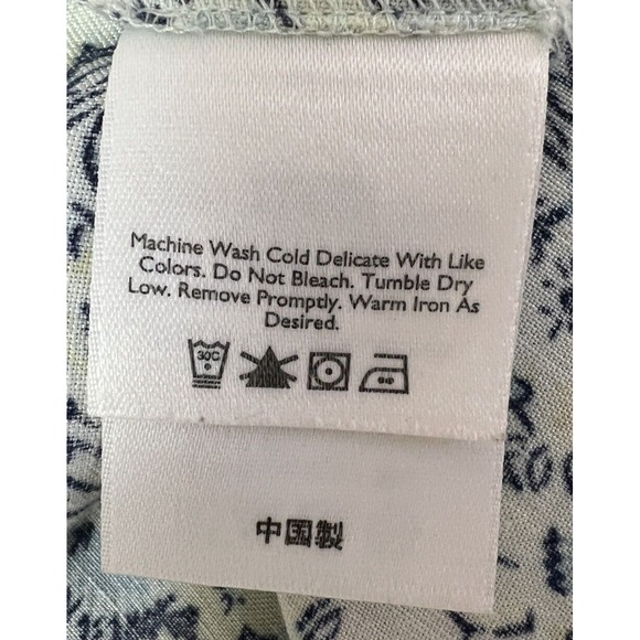 Eddie Bauer Dress 16 Blue Yellow Floral Print Linen Blend Button Front - Picture 9 of 12